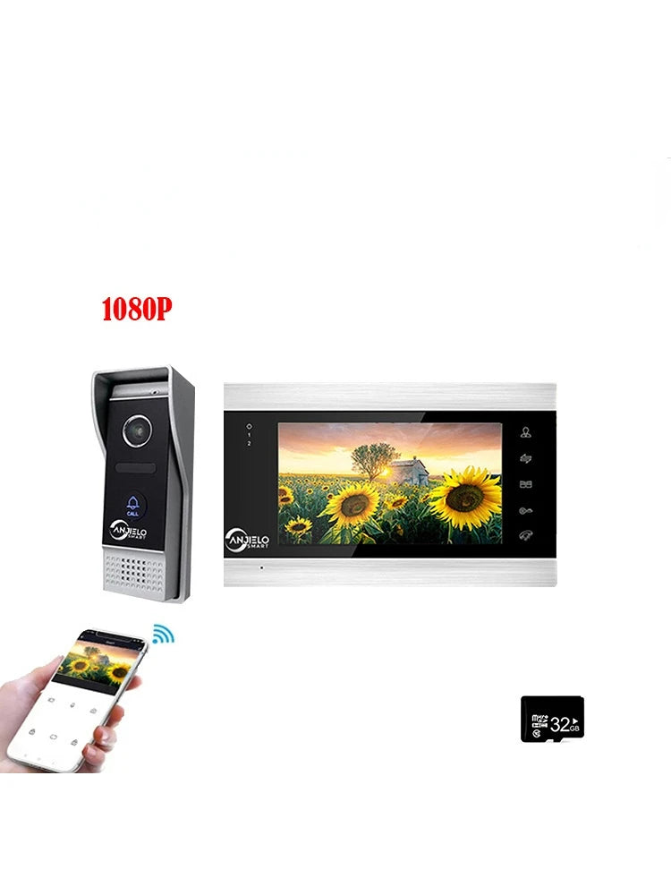 Anjielo tuya 7-inch video doorbell smart intercom with Wifi camera for smart home apartment two-way intercom night vision