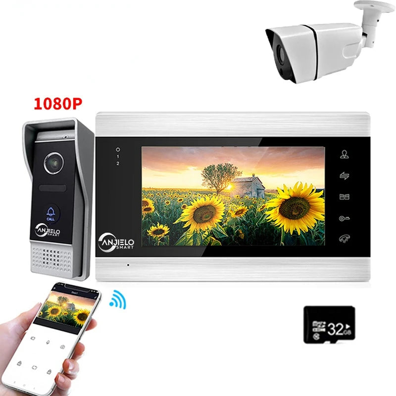 Anjielo tuya 7-inch video doorbell smart intercom with Wifi camera for smart home apartment two-way intercom night vision