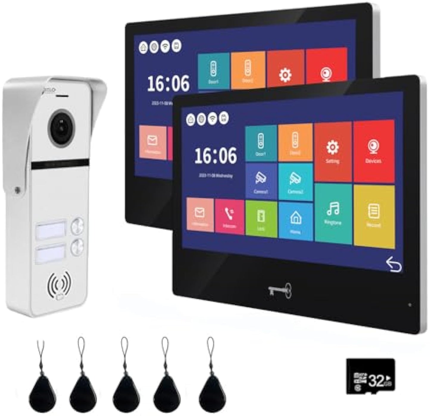Anjielo Smart Wireless WiFi Video Doorbell Intercom System - HD 1080p Camera with Touchscreen Display for Apartments