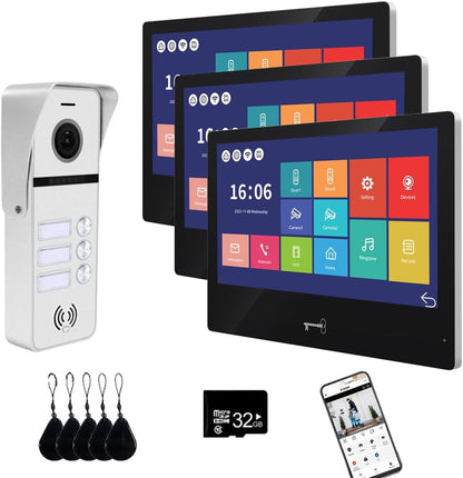 Anjielo Smart Wireless WiFi Video Doorbell Intercom System - HD 1080p Camera with Touchscreen Display for Apartments