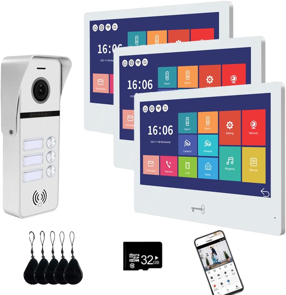 Anjielo Smart Wireless WiFi Video Doorbell Intercom System - HD 1080p Camera with Touchscreen Display for Apartments
