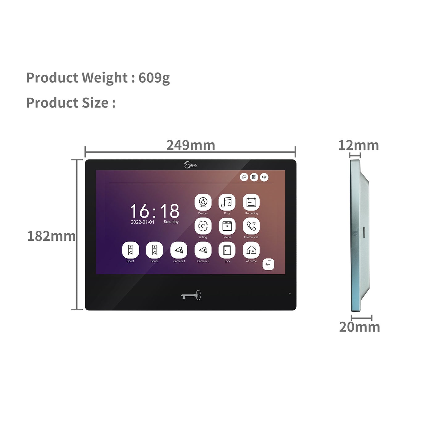 Anjielo Tuya 10 Inch Touch Screen Indoor Surveillance 1080P 160° Wide Angle Doorbell Camera Video Intercom System