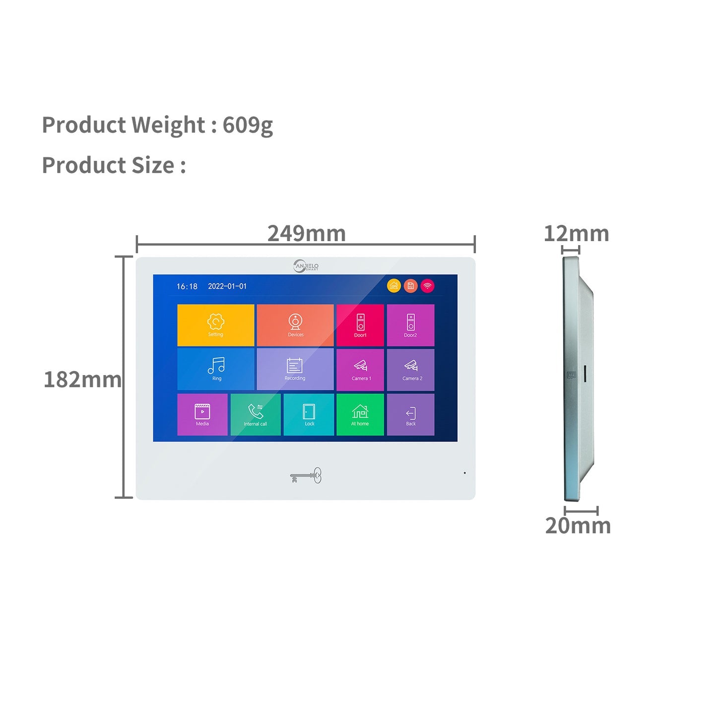 Anjielo Tuya 10 Inch Touch Screen Indoor Surveillance 1080P 160° Wide Angle Doorbell Camera Video Intercom System