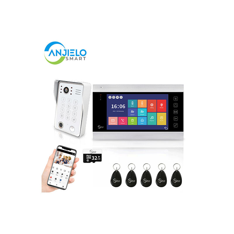Anjielo Smart 7 inch Touch Screen Wifi Video Doorbell 1080p Resolution App Phone Control Remote Lock for Android and iOS Devices