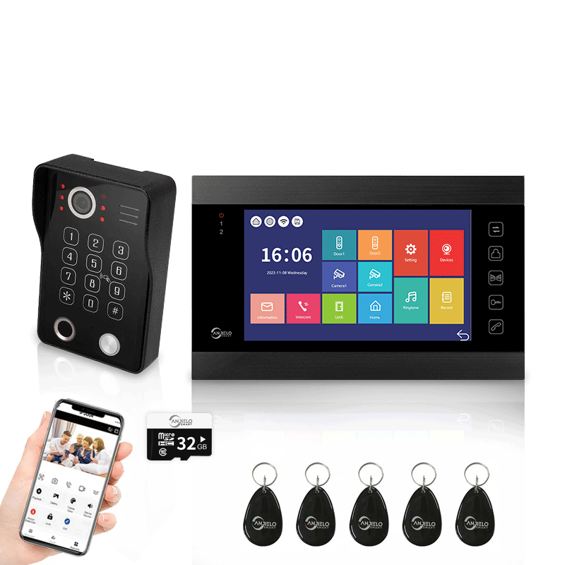 Anjielo Smart 7 inch Touch Screen Wifi Video Doorbell 1080p Resolution App Phone Control Remote Lock for Android and iOS Devices