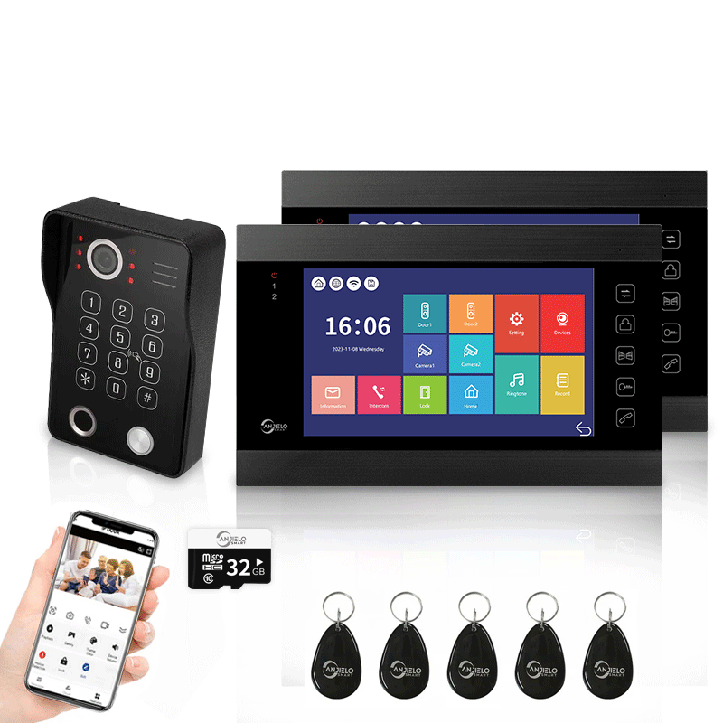 Anjielo Smart 7 inch Touch Screen Wifi Video Doorbell 1080p Resolution App Phone Control Remote Lock for Android and iOS Devices