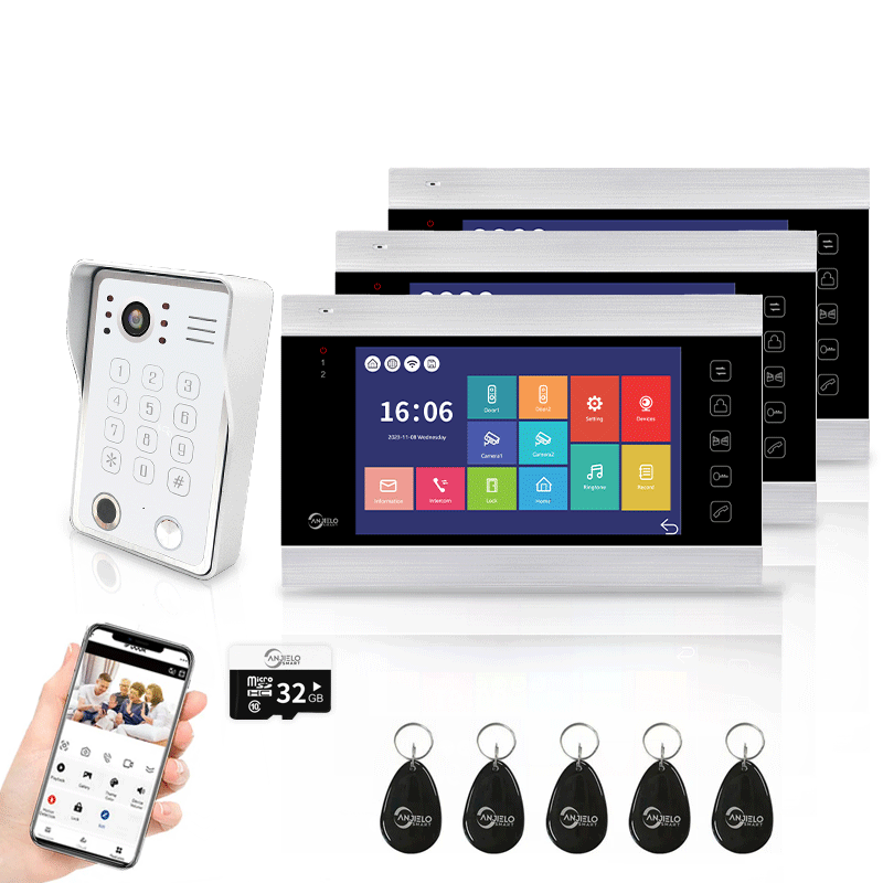 Anjielo Smart 7 inch Touch Screen Wifi Video Doorbell 1080p Resolution App Phone Control Remote Lock for Android and iOS Devices