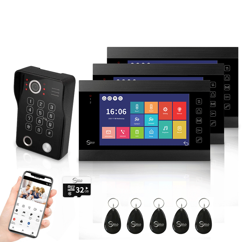 Anjielo Smart 7 inch Touch Screen Wifi Video Doorbell 1080p Resolution App Phone Control Remote Lock for Android and iOS Devices