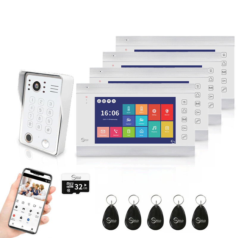 Anjielo Smart 7 inch Touch Screen Wifi Video Doorbell 1080p Resolution App Phone Control Remote Lock for Android and iOS Devices