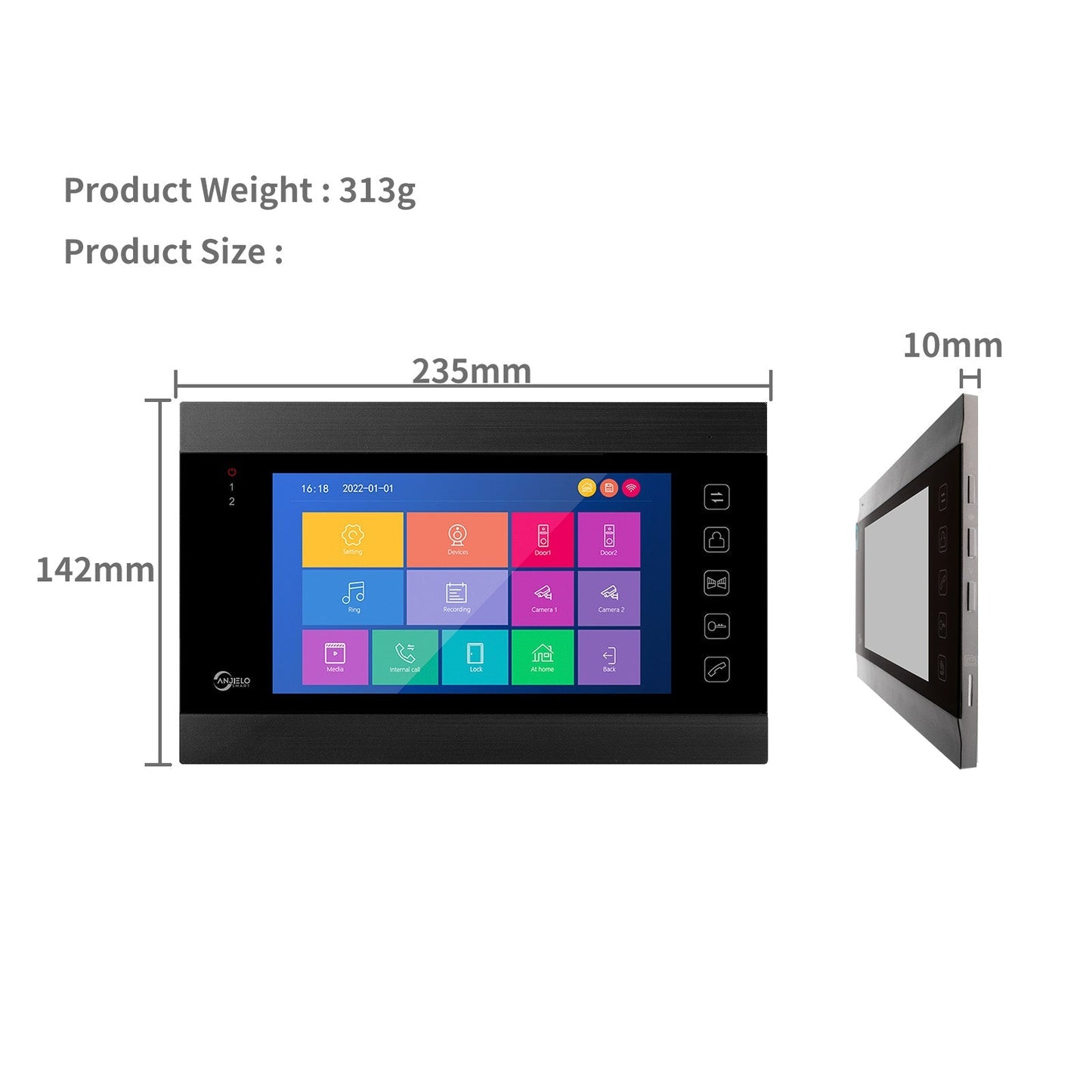 Anjielo Smart Support Villa Home Office Apartment Unlock Monitoring Wired Video Intercom System 7 Inch Video Doorbell Door System Kit