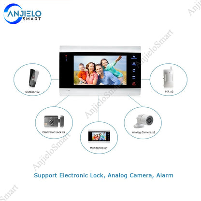 Anjielo Smart 1080P 7 Inch WiFi with Waterproof AHD Doorbell Camera Support Remote Unlock IP Video Doorbell Intercom System
