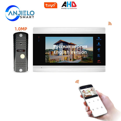 Anjielo Smart 1080P 7 Inch WiFi with Waterproof AHD Doorbell Camera Support Remote Unlock IP Video Doorbell Intercom System
