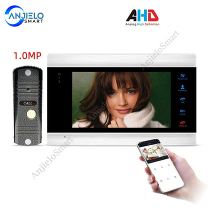 Anjielo Smart 1080P 7 Inch WiFi with Waterproof AHD Doorbell Camera Support Remote Unlock IP Video Doorbell Intercom System