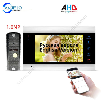 Anjielo Smart 1080P 7 Inch WiFi with Waterproof AHD Doorbell Camera Support Remote Unlock IP Video Doorbell Intercom System