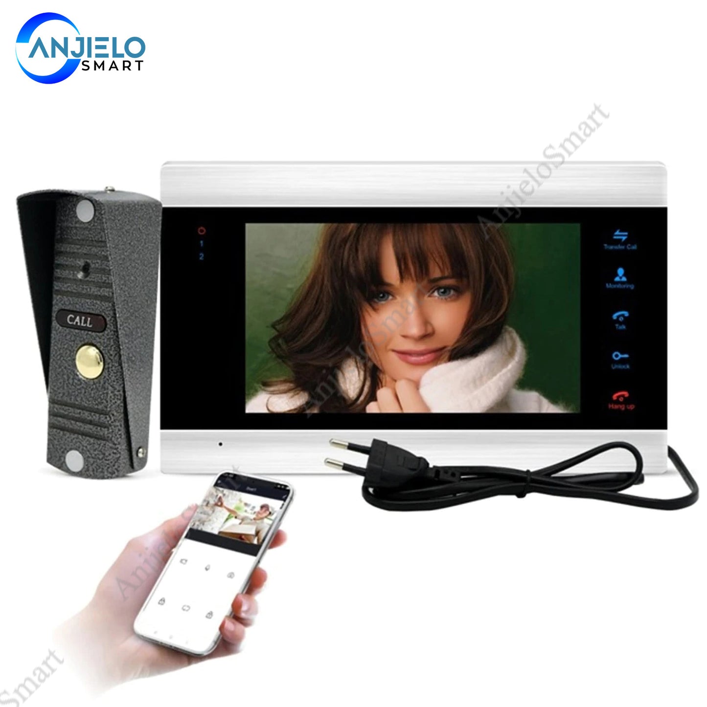 Anjielo Smart 1080P 7 Inch WiFi with Waterproof AHD Doorbell Camera Support Remote Unlock IP Video Doorbell Intercom System