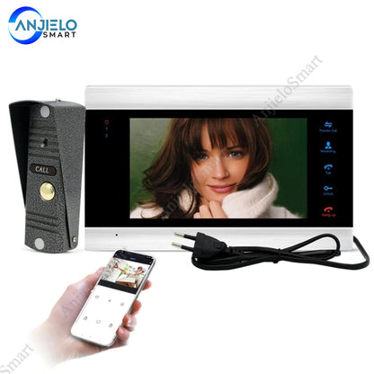 Anjielo Smart 1080P 7 Inch WiFi with Waterproof AHD Doorbell Camera Support Remote Unlock IP Video Doorbell Intercom System