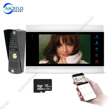 Anjielo Smart 1080P 7 Inch WiFi with Waterproof AHD Doorbell Camera Support Remote Unlock IP Video Doorbell Intercom System