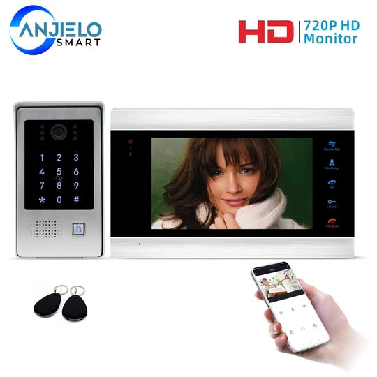 Anjielo 1080P Tuya WiFi Video Doorbell Intercom Unlock Motion Detection Access Control Kit