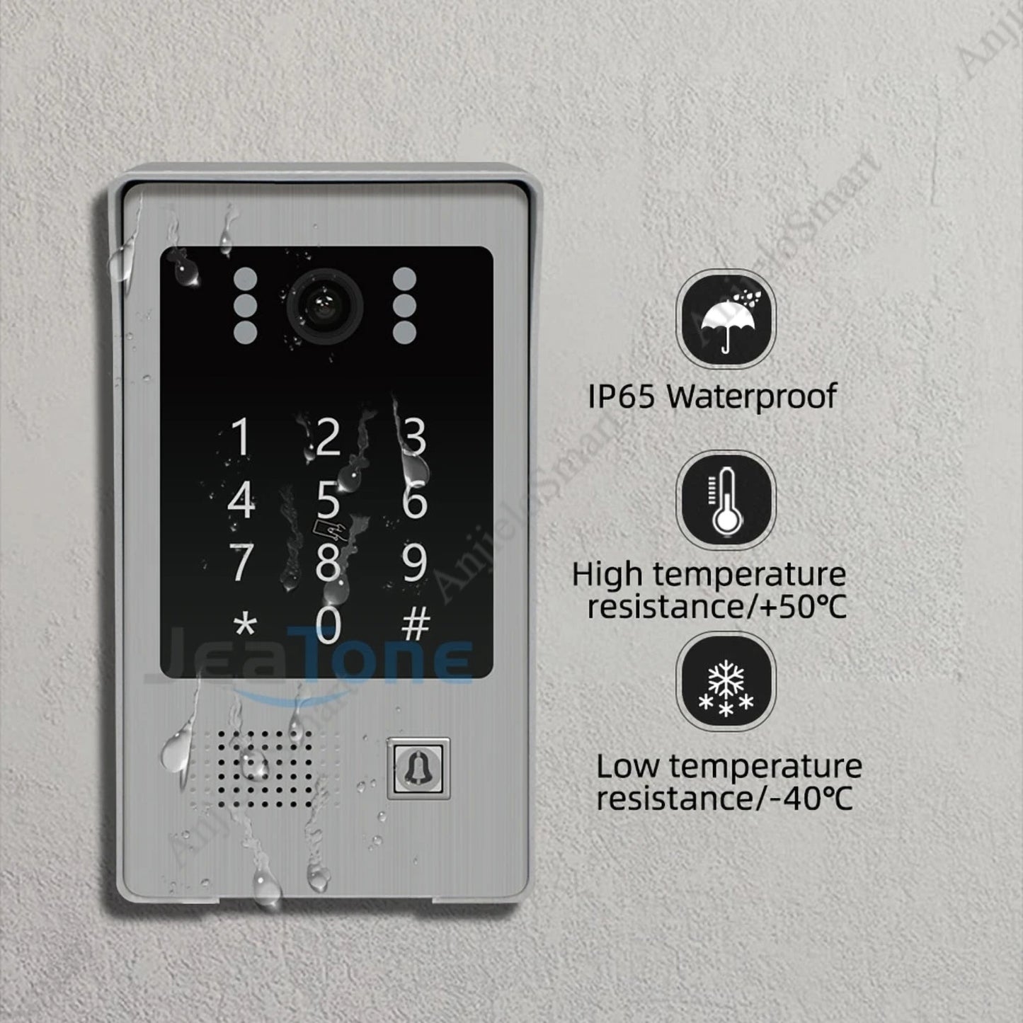 Anjielo 1080P Tuya WiFi Video Doorbell Intercom Unlock Motion Detection Access Control Kit