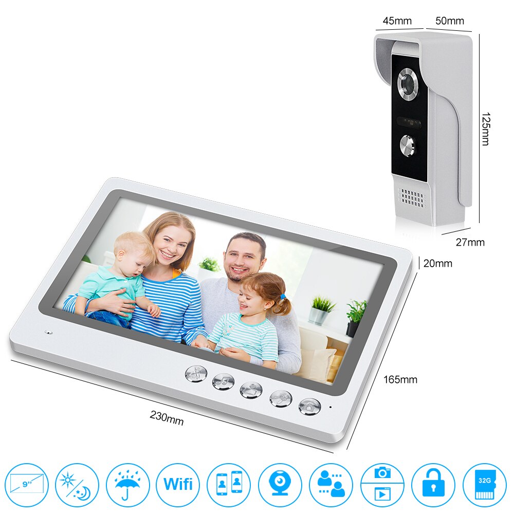Anjielo 9 Inch WiFi Video Intercom System Video Doorbell with Night Vision Motion Detection