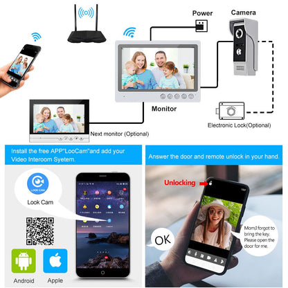 Anjielo 9 Inch WiFi Video Intercom System Video Doorbell with Night Vision Motion Detection