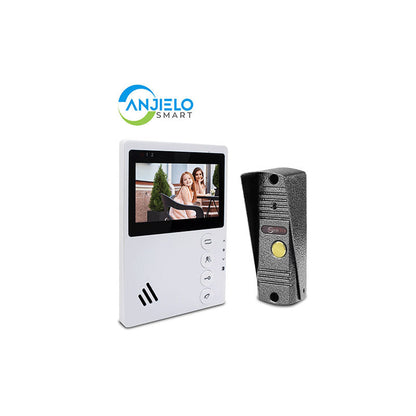 Anjielo Smart 4.3 Inch Wired Doorbell Metal Doorbell Video Intercom System for Home Apartment Monitoring