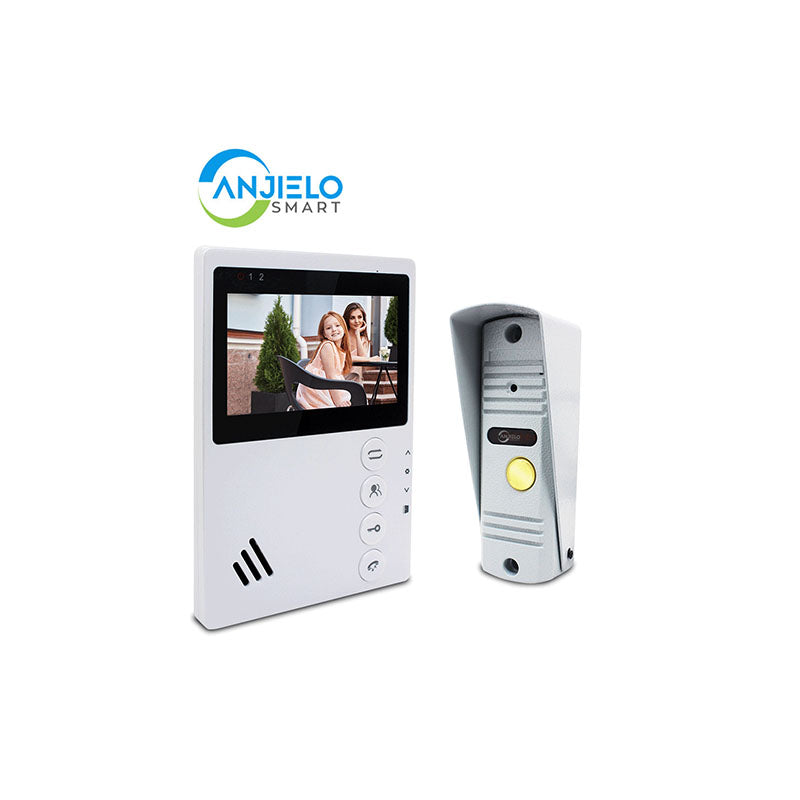 Anjielo Smart 4.3 Inch Wired Doorbell Metal Doorbell Video Intercom System for Home Apartment Monitoring