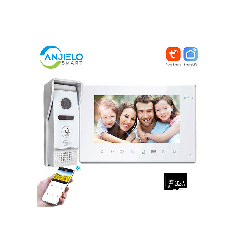 Anjielo 7 Inch Surveillance Video Doorbell with Camera 1080P Motion Detection Tuya Video Intercom System for Home Security
