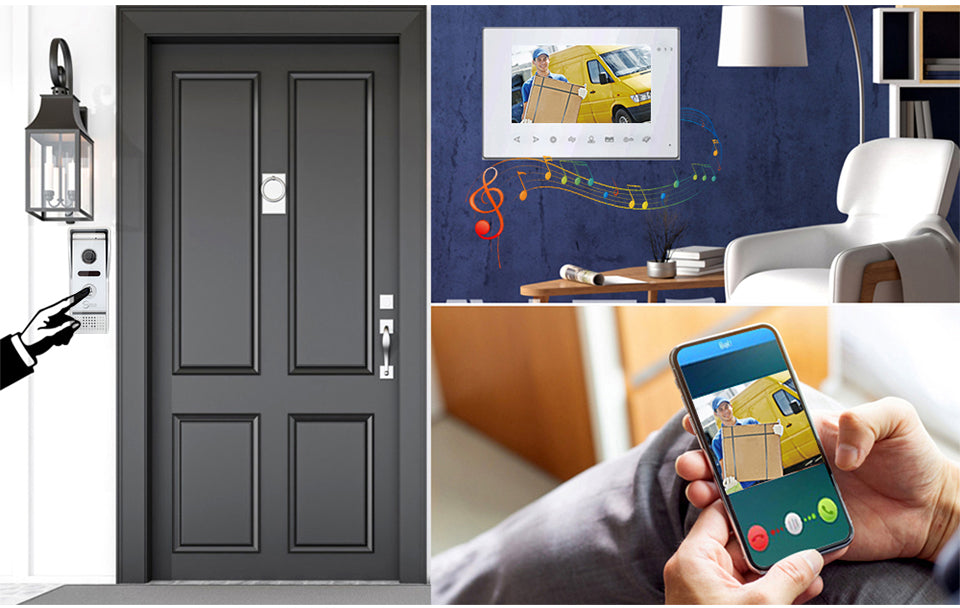 Anjielo 7 Inch Surveillance Video Doorbell with Camera 1080P Motion Detection Tuya Video Intercom System for Home Security