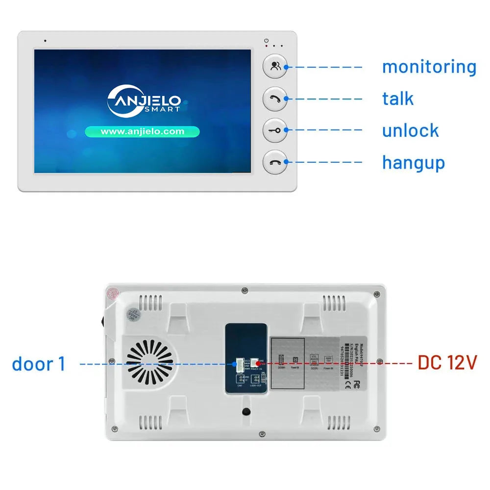Anjielo 7-inch outdoor video doorbell for home night vision unlocking metal doorbell rugged and durable video intercom system
