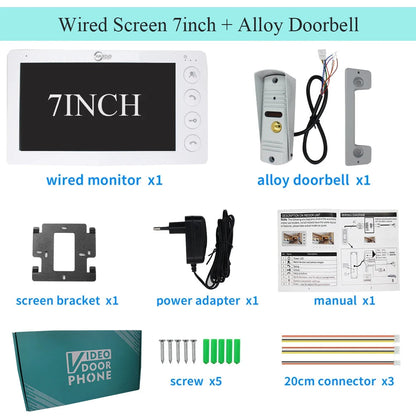 Anjielo 7-inch outdoor video doorbell for home night vision unlocking metal doorbell rugged and durable video intercom system