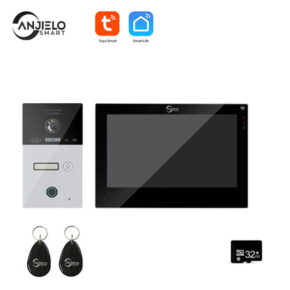 Anjielo Smart WIFI 7-inch Video Doorbell Intercom System Unlock 1080P Screen Video Doorbell Monitoring Motion Detection Home Security Intercom System