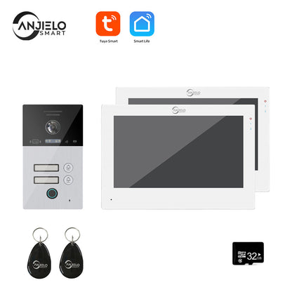 Anjielo Smart WIFI 7-inch Video Doorbell Intercom System Unlock 1080P Screen Video Doorbell Monitoring Motion Detection Home Security Intercom System