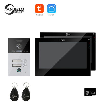 Anjielo Smart WIFI 7-inch Video Doorbell Intercom System Unlock 1080P Screen Video Doorbell Monitoring Motion Detection Home Security Intercom System