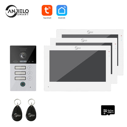 Anjielo Smart WIFI 7-inch Video Doorbell Intercom System Unlock 1080P Screen Video Doorbell Monitoring Motion Detection Home Security Intercom System