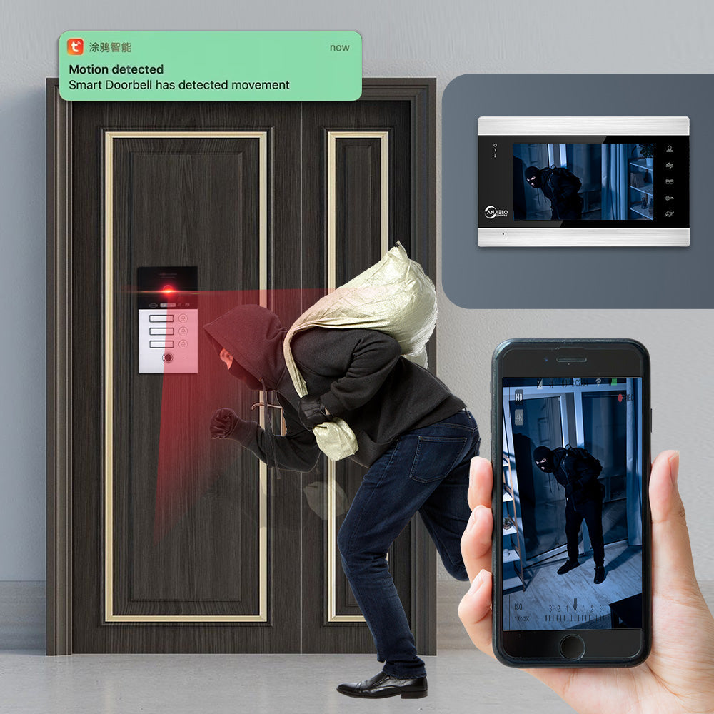 Anjielo 7-inch apartment WIFI video intercom 1080P video doorbell 1/2/3 floor WIFI doorbell Tuya video intercom