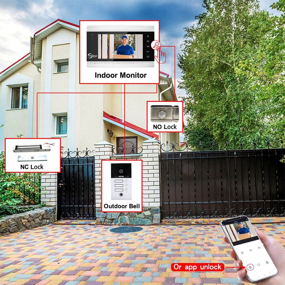 Anjielo 7-inch apartment WIFI video intercom 1080P video doorbell 1/2/3 floor WIFI doorbell Tuya video intercom