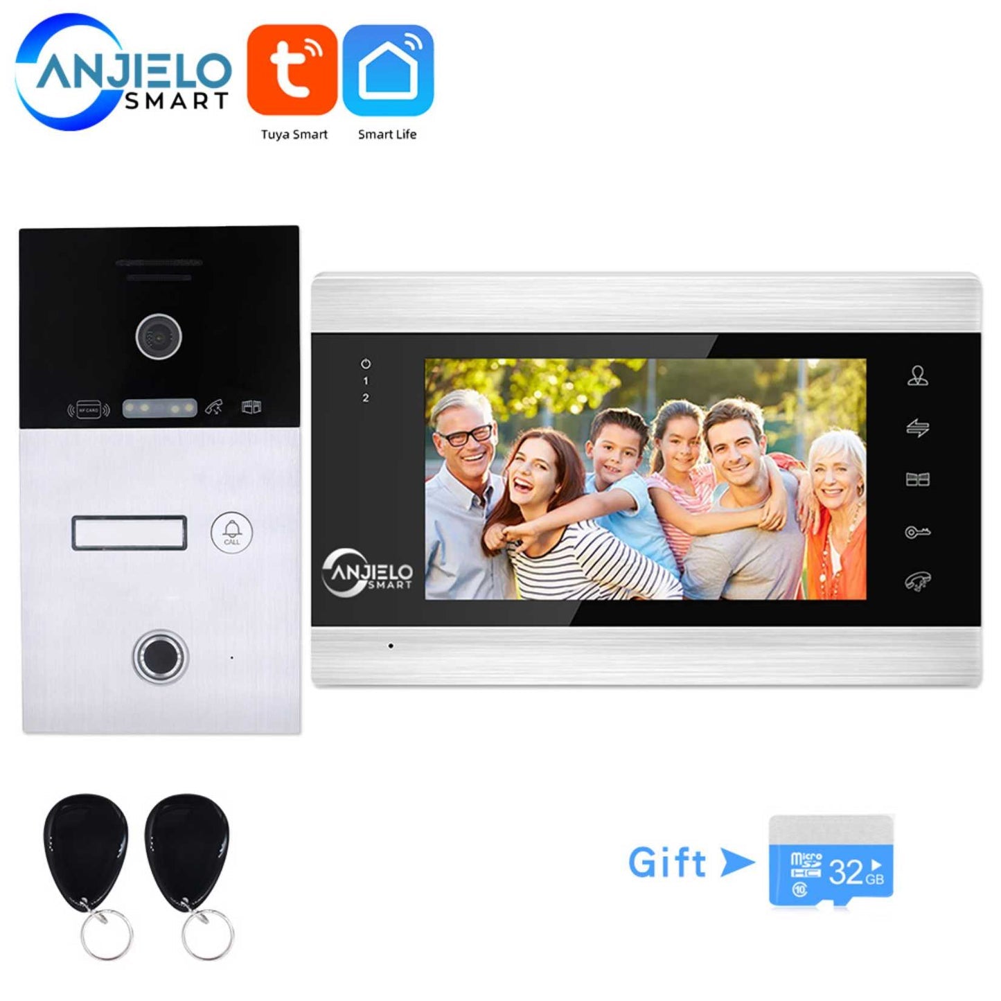 Anjielo 7-inch apartment WIFI video intercom 1080P video doorbell 1/2/3 floor WIFI doorbell Tuya video intercom