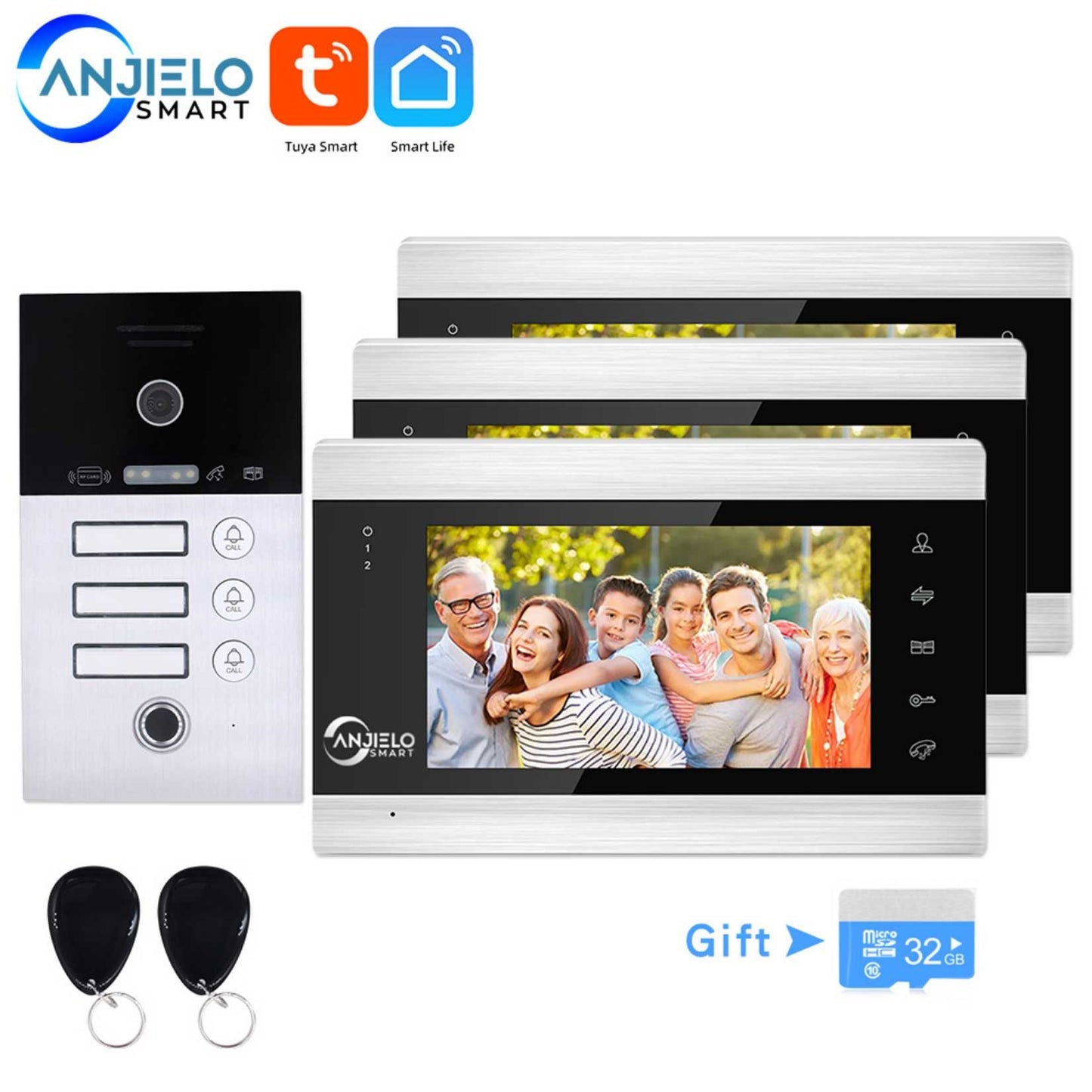 Anjielo 7-inch apartment WIFI video intercom 1080P video doorbell 1/2/3 floor WIFI doorbell Tuya video intercom