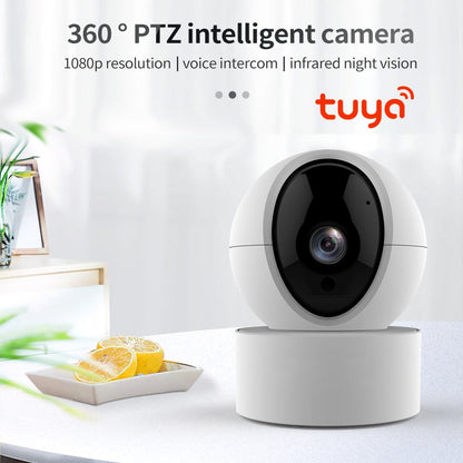Anjielo Tuya 350° PTZ HD Camera Home Security Alarm System 2MP Indoor Color Dome Camera WiFi Surveillance Camera