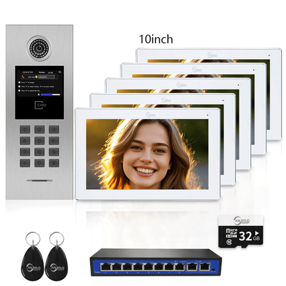 Anjielo Tuya Smart Video Intercom System 7 Inch IP Video Intercom Phone for Apartment Building Security Home Access Control System with Numeric Keypad and IC Card for 1-999 Individual Units