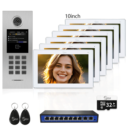 Anjielo Tuya Smart Video Intercom System 7 Inch IP Video Intercom Phone for Apartment Building Security Home Access Control System with Numeric Keypad and IC Card for 1-999 Individual Units