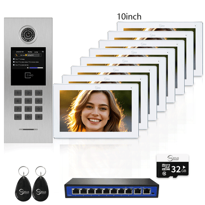 Anjielo Tuya Smart Video Intercom System 7 Inch IP Video Intercom Phone for Apartment Building Security Home Access Control System with Numeric Keypad and IC Card for 1-999 Individual Units