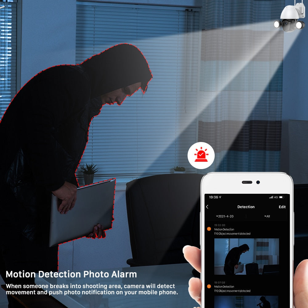 Anjielo 3MP Tuya Color Night Vision Home Security Camera WiFi Camera Outdoor 30m Auto Tracking Photo Alarm PTZ IP Camera