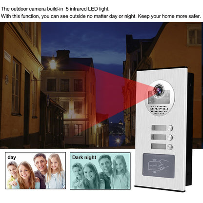 Anjielo 700TVL outdoor infrared night vision camera with RFID access control is suitable for video intercom systems in 2/3/4/6/8/10/12-unit apartments and villas.