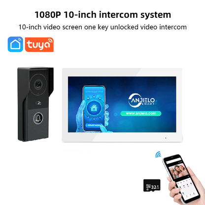 ANJIELOSmart Security Intercom System with 1080P 7/10-inch Touch Screen and Waterproof Door Phone, 140° Ultra-wide-angle Monitoring For Home