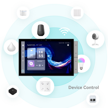 AnjieloSmart Latest Tuya Smart Home Automation Built-in Alexa Voice 10.1 Inch Display In-Wall Mount Central Control Switch Panel with Zigbee Hub Gateway for Home