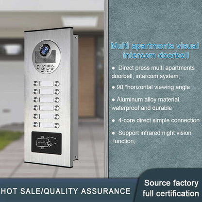 Anjielo Smart 4 Wired Video Multi-family Apartment Intercom System,2/3/4/6/8/10/12 Units 7 inch Monitor Video Door Phone Kit,Indoor Outdoor Video Doorbell, ID Card Unlock, 2 Way Audio for Home and Villa