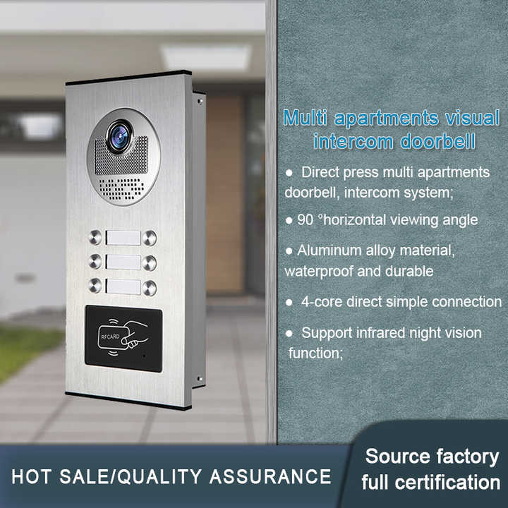 Anjielo Smart 4 Wired Video Multi-family Apartment Intercom System,2/3/4/6/8/10/12 Units 7 inch Monitor Video Door Phone Kit,Indoor Outdoor Video Doorbell, ID Card Unlock, 2 Way Audio for Home and Villa