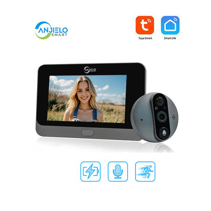 Anjielo Smart 1080P Cat's Eye Video Smart Doorbell Cat's Eye Tuya WiFi Cat's Eye Camera Viewer Smart Doorbell Monitoring Kit Supports Night Vision